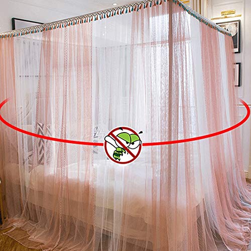 Mosquito Net Ensamblaje de 4 esquinas Sin perforación Tipo de piso de dos colores Diseño de múltiples niveles Princesa estilo Cama con dosel Cortina Estructura de cama Pañería Soporte de tubería de ac