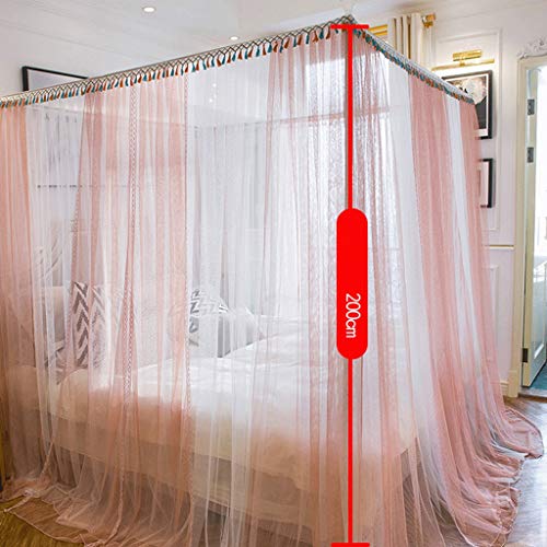 Mosquito Net Ensamblaje de 4 esquinas Sin perforación Tipo de piso de dos colores Diseño de múltiples niveles Princesa estilo Cama con dosel Cortina Estructura de cama Pañería Soporte de tubería de ac