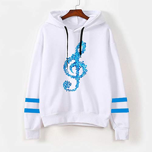 Mujer Sudaderas con Capucha de Manga Larga para Adolescentes Chicas Niña - Planeta Imprimir (Notas Musicales - Blue, Medium)