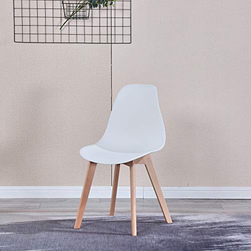 N / A ACK de 4 sillas Comedor, sillas de diseño nórdico con Patas en Madera Maciza, sillas para Sala de Estar, Cocina, Oficina (Blanco)