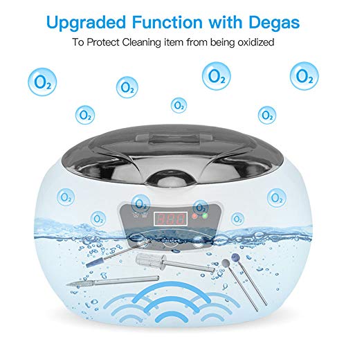 N / A Limpiador ultrasónico, Limpiador ultrasónico Profesional para Joyas con Temporizador, Máquina de Limpieza ultrasónica portátil para el hogar, Limpiador de dentaduras para anteojos, 0.6L