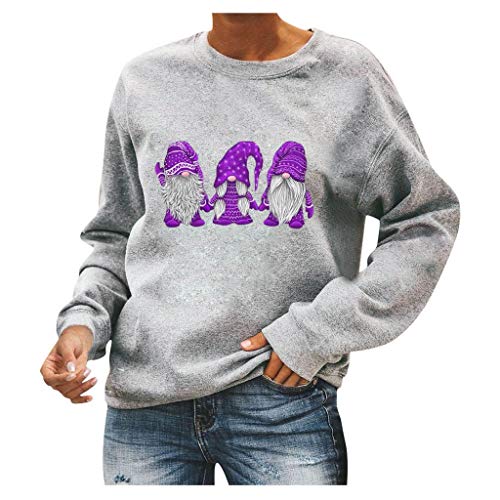 Nadvidad Sudadera sin Capucha Manga Larga Blusa Tops Suéter Básico Estampado de Santa Primavera Pullover Otoño Sweatshirt Invierno Hoodie Nadvidad Luckycat