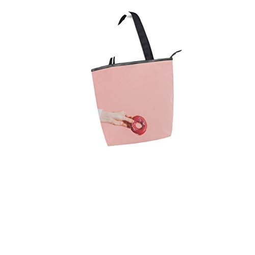 NaiiaN Bolsos de hombro con correa de peso ligero Bolso Bolso de compras Bolsos para mujeres Niñas Damas Graduación de estudiantes Rosado Sosteniendo Donuts Dulce