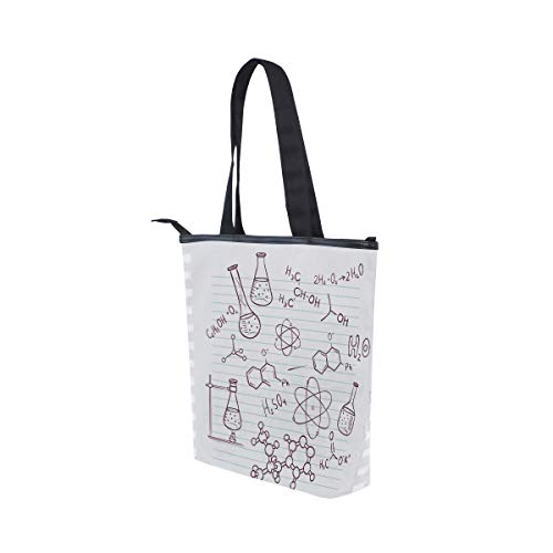 NaiiaN Bolsos de hombro Tema de química Fórmula química Tubo de ensayo en bolsa de papel Bolsos de compras Correa de peso ligero Bolso de mano Soporte para mujeres Niñas Damas Estudiante