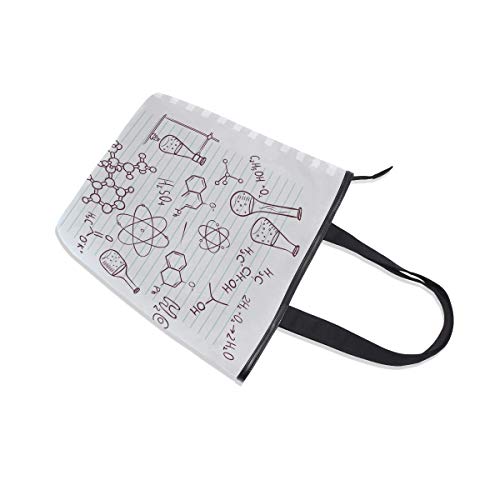 NaiiaN Bolsos de hombro Tema de química Fórmula química Tubo de ensayo en bolsa de papel Bolsos de compras Correa de peso ligero Bolso de mano Soporte para mujeres Niñas Damas Estudiante
