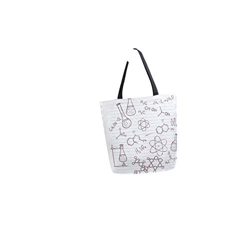 NaiiaN Bolsos Ligero Correa con faro para mujeres Niñas Damas Bolsos de hombro para estudiantes Tema de química Fórmula química Tubo de ensayo en bolsa de papel Bolso de compras