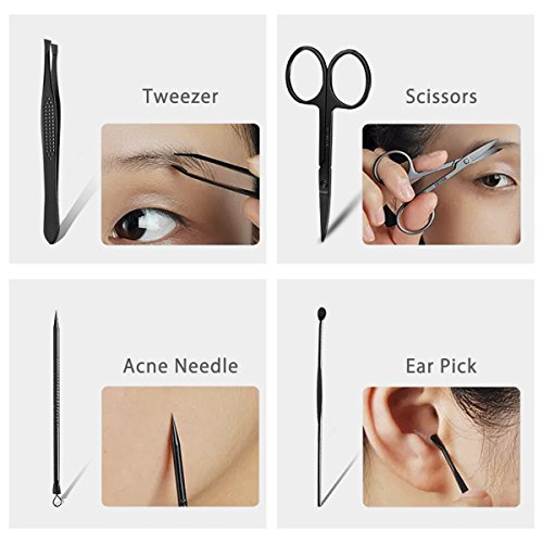 NASUM Profesional Set de Manicura Pedicura, Cortaúñas Hecho de Acero Inoxidable - Juego Completo de 16 Piezas para Manicura y Pedicura Limpiador Cutícula, con Caja de Cuero