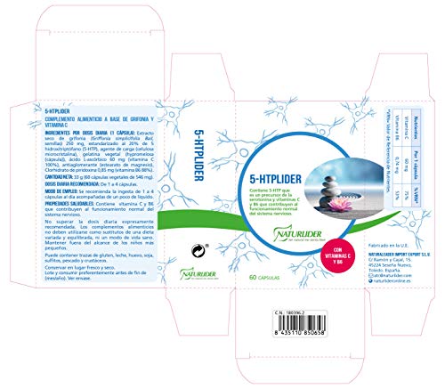 Naturlíder 5-HTPlíder Suplementos para Capacidad Mental y Estado de Ánimo - 60 Cápsulas