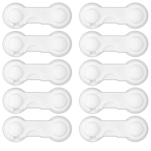 Navaris 10x cierres de seguridad para bebés y niños - protector para puerta armario cajones - bloqueo de seguridad para niños en blanco