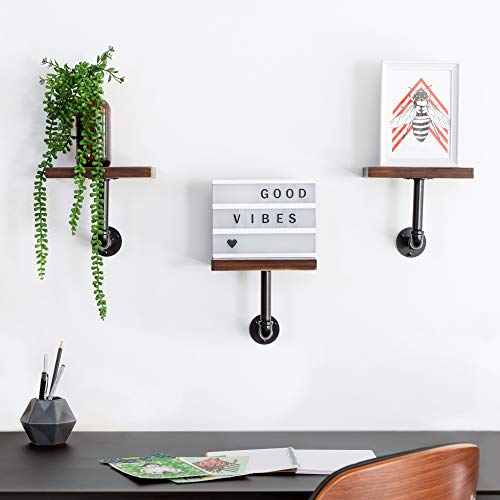 Navaris Set de 3X balda de Madera - Estanterías flotantes de Pared para Adornos - Repisas Modernas para Cocina Dormitorio o baño - En marrón Oscuro