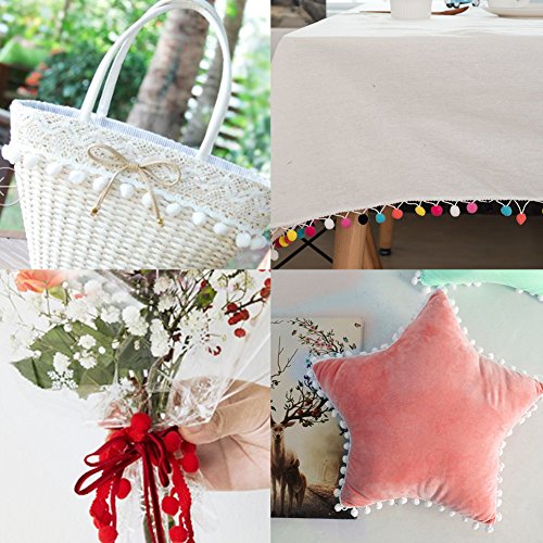 NBEADS 18 m Pom Pom Trim Bola Flecos Cinta Borde decoración Coser Encaje Coser Tela DIY Craft (3 Colores/Pack 6 m/Color)
