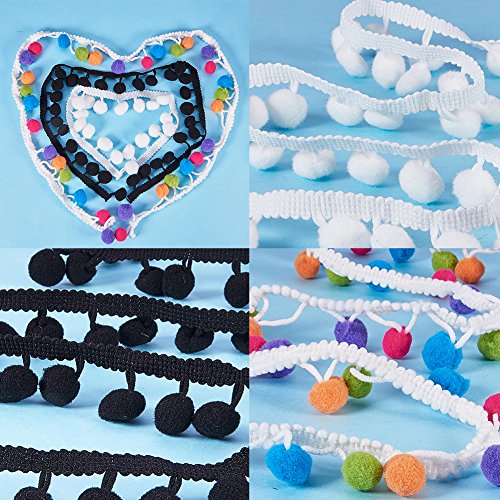 NBEADS 18 m Pom Pom Trim Bola Flecos Cinta Borde decoración Coser Encaje Coser Tela DIY Craft (3 Colores/Pack 6 m/Color)