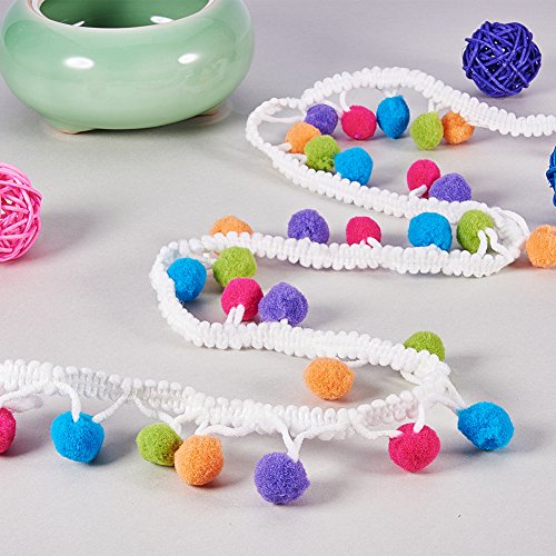 NBEADS 18 m Pom Pom Trim Bola Flecos Cinta Borde decoración Coser Encaje Coser Tela DIY Craft (3 Colores/Pack 6 m/Color)