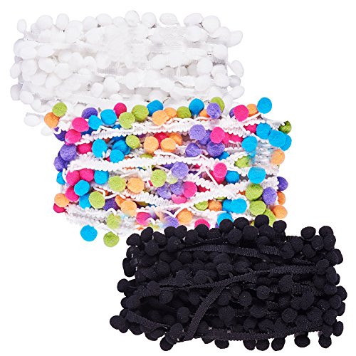 NBEADS 18 m Pom Pom Trim Bola Flecos Cinta Borde decoración Coser Encaje Coser Tela DIY Craft (3 Colores/Pack 6 m/Color)