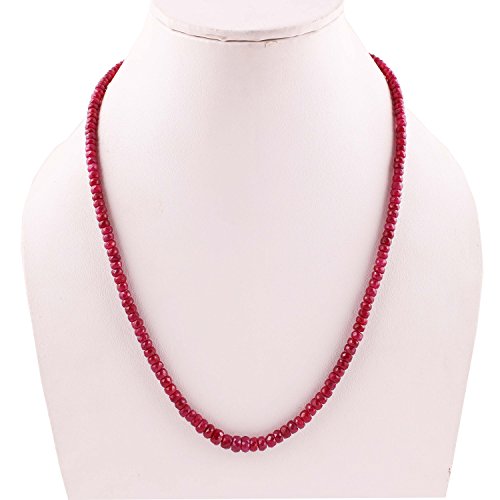 Neerupam Collection Natural Rubi Rojo Collar de Perlas de Piedras Preciosas para Mujeres y niñas