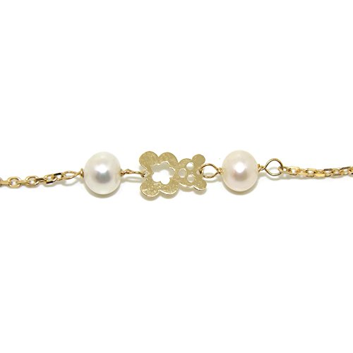 Never Say Never Pulsera Oro Amarillo de 18Kts para niña con 8 Perlas cultivadas de 5mm. 17cm