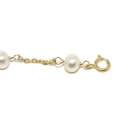 Never Say Never Pulsera Oro Amarillo de 18Kts para niña con 8 Perlas cultivadas de 5mm. 17cm