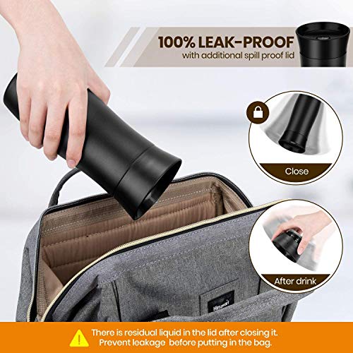 Newdora Termo Café para Llevar Taza de Viaje con Aislamiento al Vacío de 380ml de Acero Inoxidable Termos para Té o Café Tazas Térmicas a Prueba de Fugas de Doble Pared sin desenroscar la Tapa