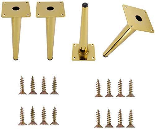 NiceDD 4 Uds 20CM armario dorado para muebles, patas metálicas, patas altas y cónicas, muebles DIY, sofá, mesa, cama, armario, patas de escritorio
