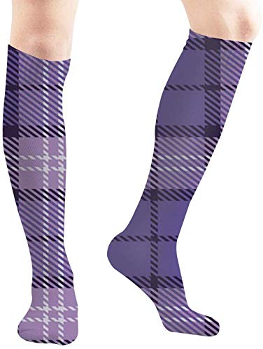 Nifdhkw Ultra Violet Tartan Casual Socks Athletic Socks for Women and Mens Sports, Travel, Party Etc 19.7 Inch