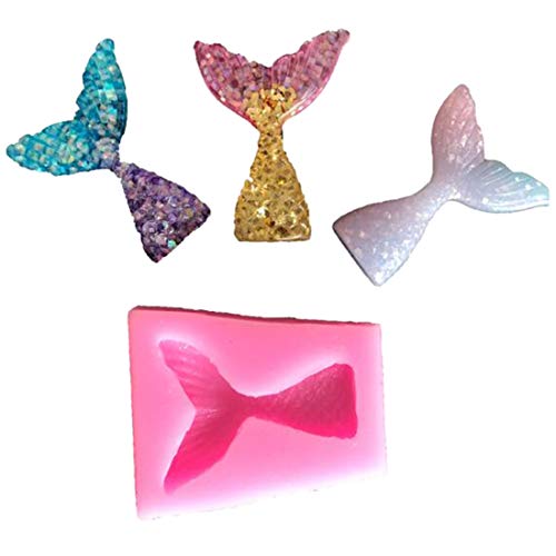 Noyokere Agradable Cola de Sirena Molde de Silicona Fondant Magdalena decoración de Pasteles Herramientas para Hornear Jabón Hecho a Mano Molde de Pescado Tenedor Cola