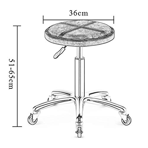 NUBAO Taburete De Trabajo, Banco De Tatuajes, Taburete De SPA, Costura De Heces Rotación Silenciosa Clínica De Belleza Taburete De Oficina Levante 51-65cm 3 Colores (Color : Crack Brown×2)