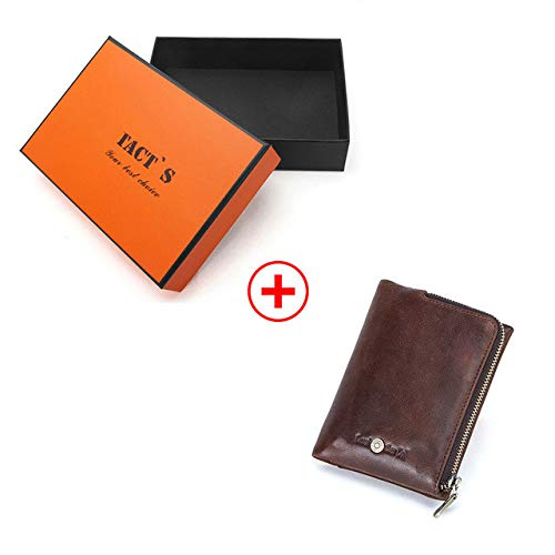 Nueva Billetera pequeña para Hombre,   billeteras, Monedero, Calidad, Corta, para Hombre, Bolsa de Dinero, Cuero de Vaca    Rifd, Caja de café, a1