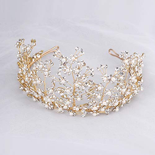 Nunca te rindas Joyería Nupcial Tocado De Novia Corona De La Perla De La Corona Hecha A Mano del Tocado De La Princesa del Rhinestone De La Venda De Velo (Color : A)