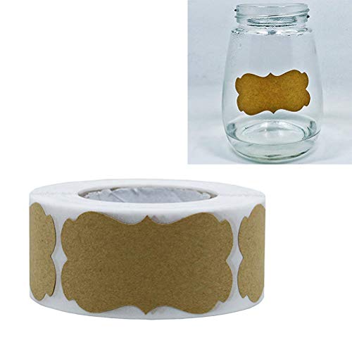 NUOBESTY 300 Unids Papel Kraft Etiquetas en Blanco Etiquetas Adhesivas de Embalaje Etiquetas de Sellado Etiquetas de Escritura para Botellas Craft