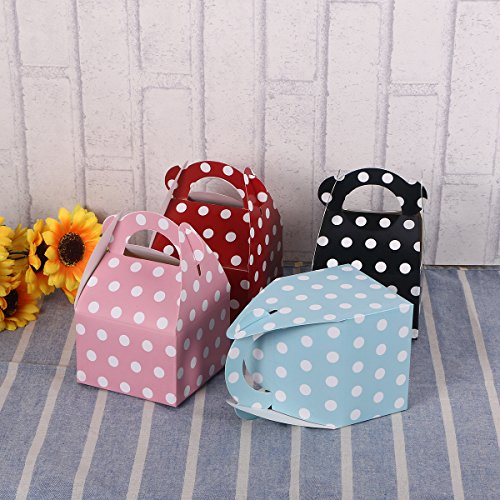 NUOLUX 12pcs empaqueta favor de partido Cajas de Carton punto polca brillante de las cajas del alimento