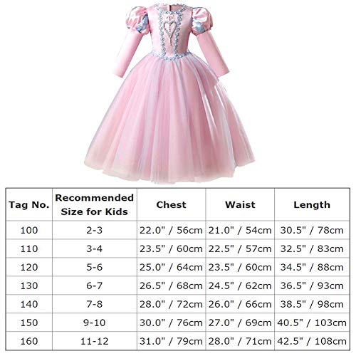 OBEEII Vestidos Princesa Sofia Disfraz para niñas Vestido de Fiesta Halloween Comunion Cosplay Partido Prom 9-10 Años