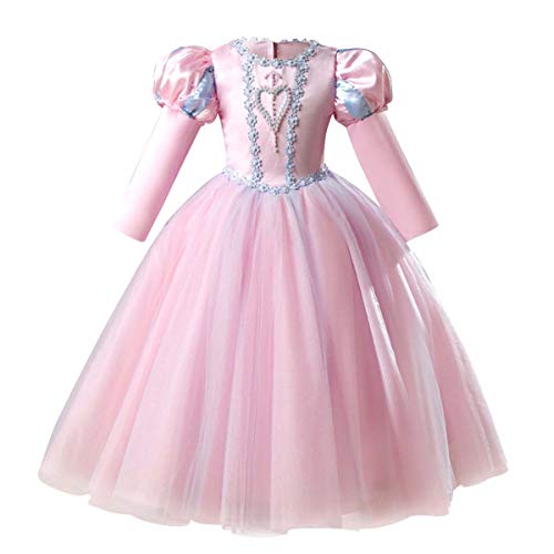 OBEEII Vestidos Princesa Sofia Disfraz para niñas Vestido de Fiesta Halloween Comunion Cosplay Partido Prom 9-10 Años