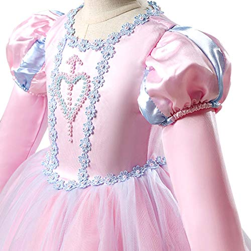 OBEEII Vestidos Princesa Sofia Disfraz para niñas Vestido de Fiesta Halloween Comunion Cosplay Partido Prom 9-10 Años