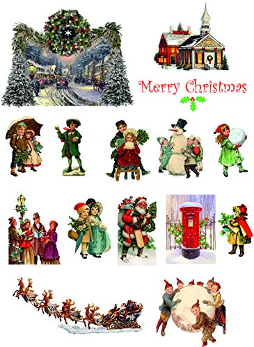 Oblea de papel comestible para tartas de Navidad, diseño victoriano, estilo vintage
