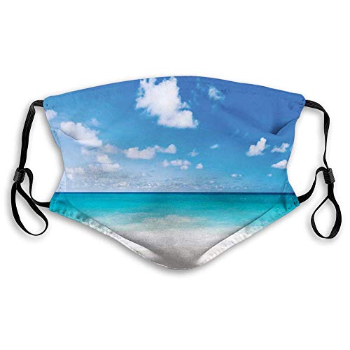 Océano,Tropical Exótica Playa De Arena Mar Caribe Bahía Costa De Barbados Verano,Aguamarina Azul Coco Decoraciones Faciales,Bufanda para La Cara Y La Boca