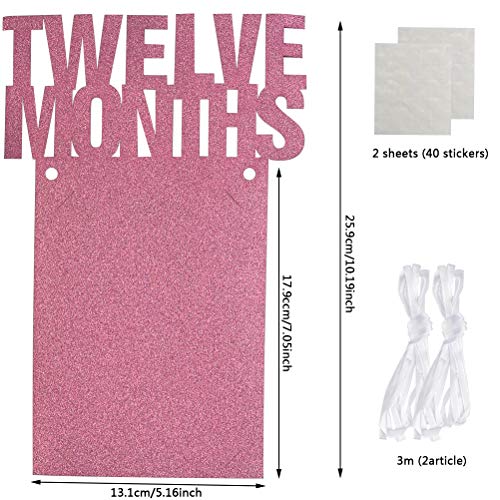 OFNMY 1-12 Meses 3m Marcos de Fotos de Papel Kraft Album de Estilo de Letra de la Vendimia para Decorativa Adecuado para Colgar Fotos de 6 Pulgadas (15.2×10.2cm)