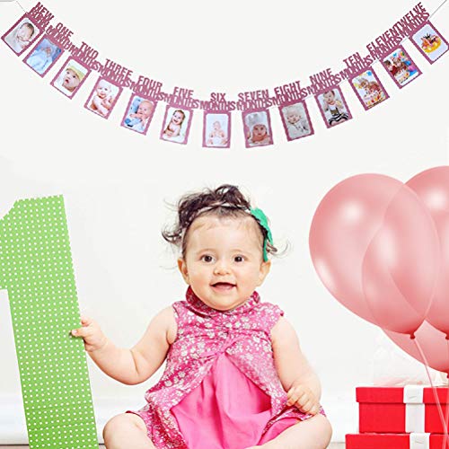 OFNMY 1-12 Meses 3m Marcos de Fotos de Papel Kraft Album de Estilo de Letra de la Vendimia para Decorativa Adecuado para Colgar Fotos de 6 Pulgadas (15.2×10.2cm)