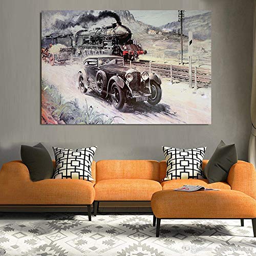 oioiu Londres revolución Industrial vehículo Tren Cartel Retro Arte de la Pared decoración Retro tráfico Lienzo Pintura al óleo Sala de Estar Dormitorio Pasillo decoración sin Marco