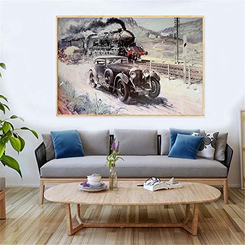 oioiu Londres revolución Industrial vehículo Tren Cartel Retro Arte de la Pared decoración Retro tráfico Lienzo Pintura al óleo Sala de Estar Dormitorio Pasillo decoración sin Marco