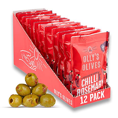 Olly's Olives | Aceitunas Verdes con Guindilla y Romero | The Bandit - 12 Bolsas de 50 g