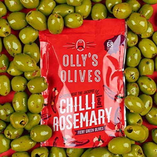 Olly's Olives | Aceitunas Verdes con Guindilla y Romero | The Bandit - 12 Bolsas de 50 g