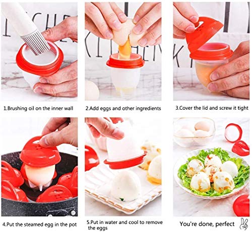 OMZGXGOD Recipiente para cocer Huevos, Cocedor Huevos, Antiadherente Pasado por Agua y Cocido, huevera de Gel de sílice de Calidad alimentaria, Llevar a ebullición los Huevos sin la Carcasa （6 Pcs）