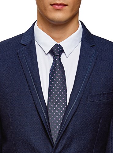 oodji Ultra Hombre Chaqueta Entallada con Acabado Decorativo, Azul, 48