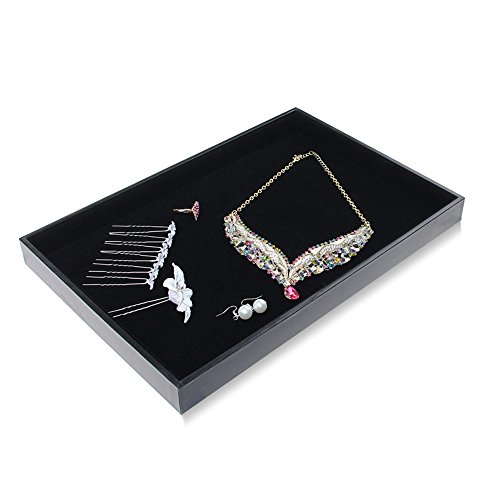 Organizador de joyas BOCAR, de terciopelo negro, para collares, pulseras y pendientes