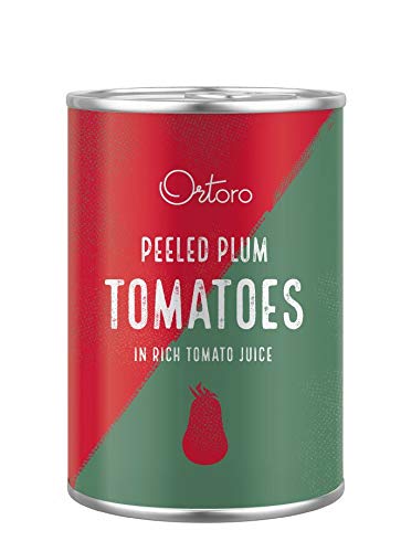 Ortoro - Tomates de pera pelados, 400 g (paquete de 12)
