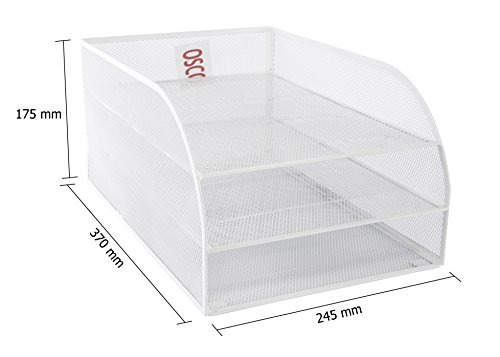 Osco – Papelera ártico blanco wiremesh 3 Tier Bandeja para cartas (montado)