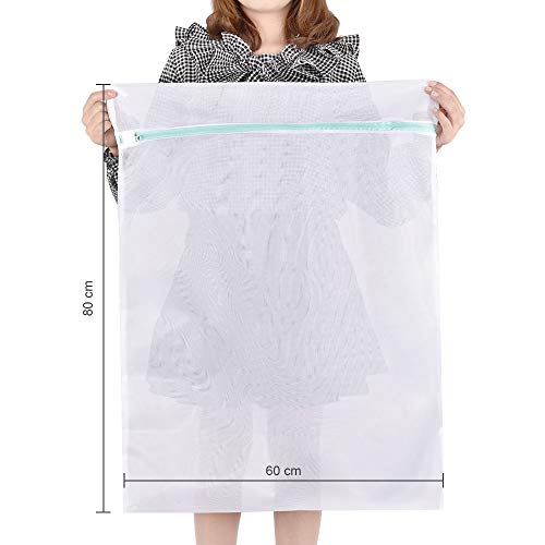 OTraki Bolsa Colada Red Lavadora Grande para Hogar y Hotel con Cremallera de Metal Azul, Saco Lavadora Lavandería para Ropas Delicadas, Abrigo, Vestido, Prendas de Cama, Blanco (60 x 80 cm 2PCS)
