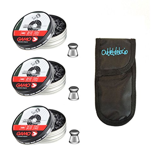 Outletdelocio 3 latas de 500 perdigones Gamo Match Diabolo de Copa 4,5mm + funda portabalines. 3-35810/23054