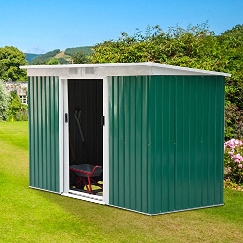 Outsunny Caseta de Jardín Tipo Cobertizo Metálico para Almacenamiento de Herramientas Base Incluida 277x130x173cm Acero