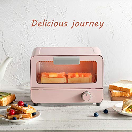Oven Mini Horno EléCtrico DoméStico De 6l Perilla del Temporizador Malla EláStica/Puerta De Vidrio Templado/Tubo De Calentamiento De Vidrio De Cuarzo/Bandeja De Escoria/Manija De Aislamiento 800w